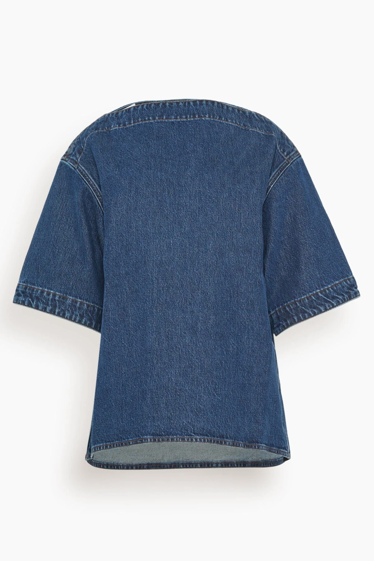 Toteme Dart-Neck Denim Top In Dark Blue 3 Toteme Dart-Neck Denim Top In Dark Blue