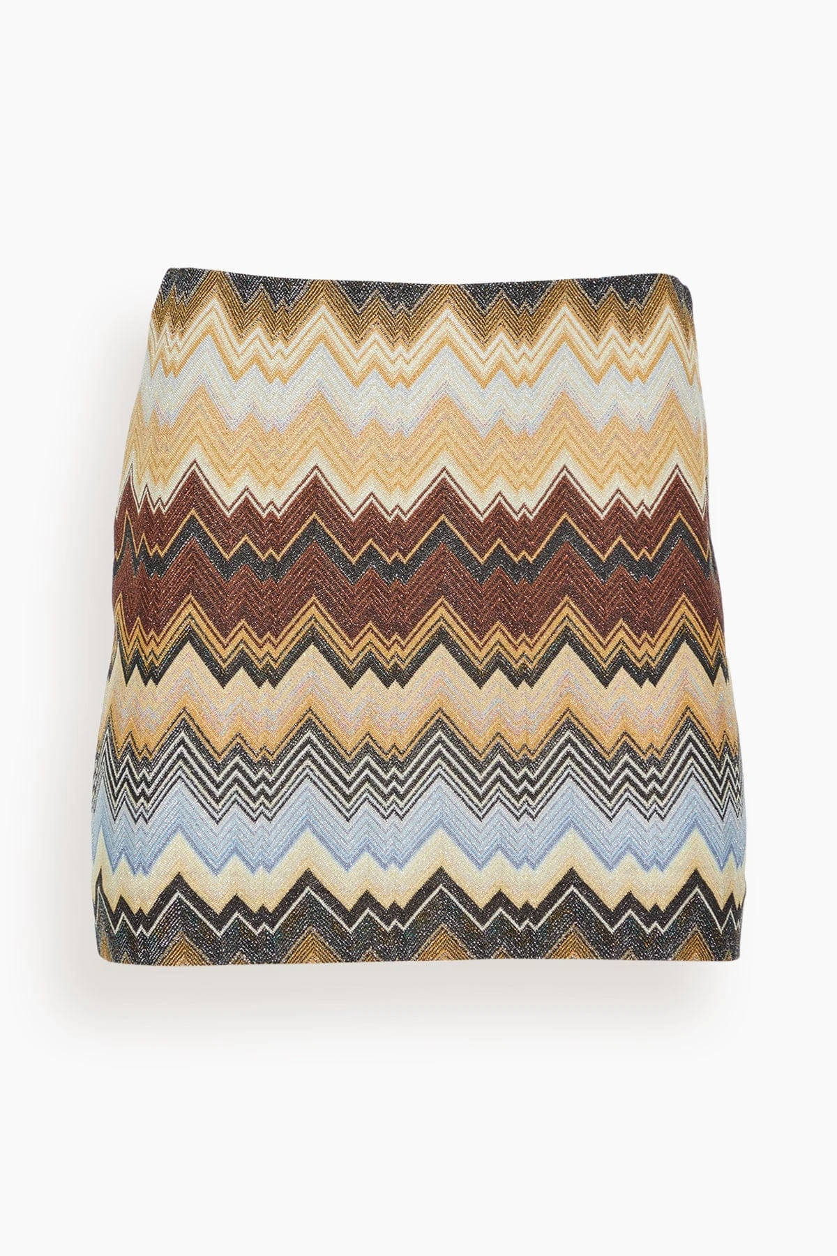Missoni Mini Skirt In Multi Zigzag On Brown Base 3 Missoni Mini Skirt In Multi Zigzag On Brown Base
