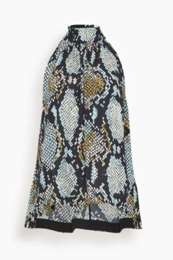 PROENZA SCHOULER Printed Snake Crepe De Chine Top In Black Multi