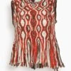 SEA Drew Macrame Knit Crew Neck Top With Fringe In Red 1 SEA Drew Macrame Knit Crew Neck Top With Fringe In Red -ULLA JOHNSON Shop 0b9a0f37487267ba84ea5bcff73b4d3c