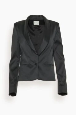 FORTE_FORTE Stretch Duchesse Tuxedo Jacket In Noir