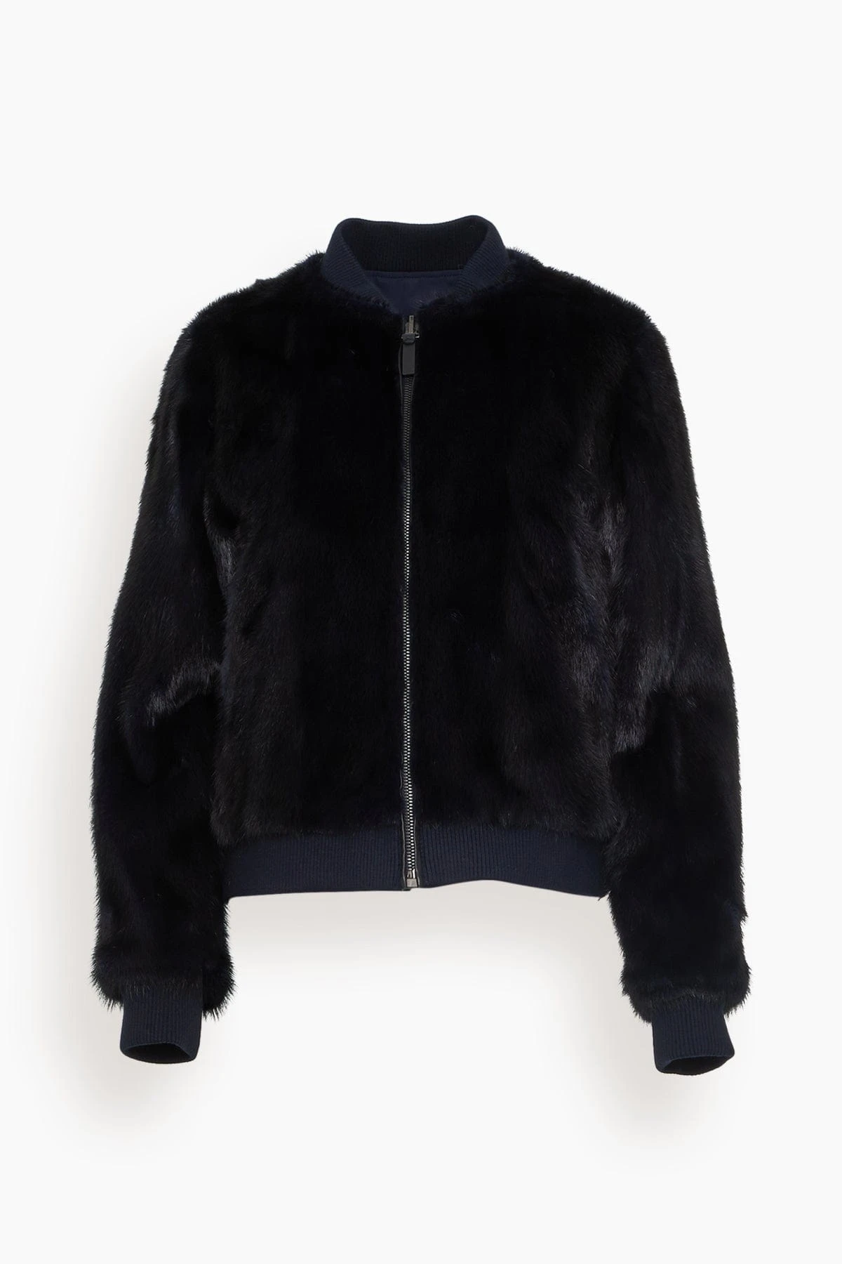 Reversible Technical Jacket With Mink Trim In Dark Blue 3 Reversible Technical Jacket With Mink Trim In Dark Blue