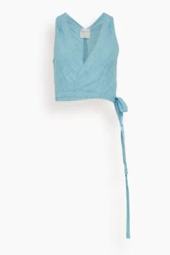 FORTE_FORTE Chic Linen Canvas Crossed Top In Crystal