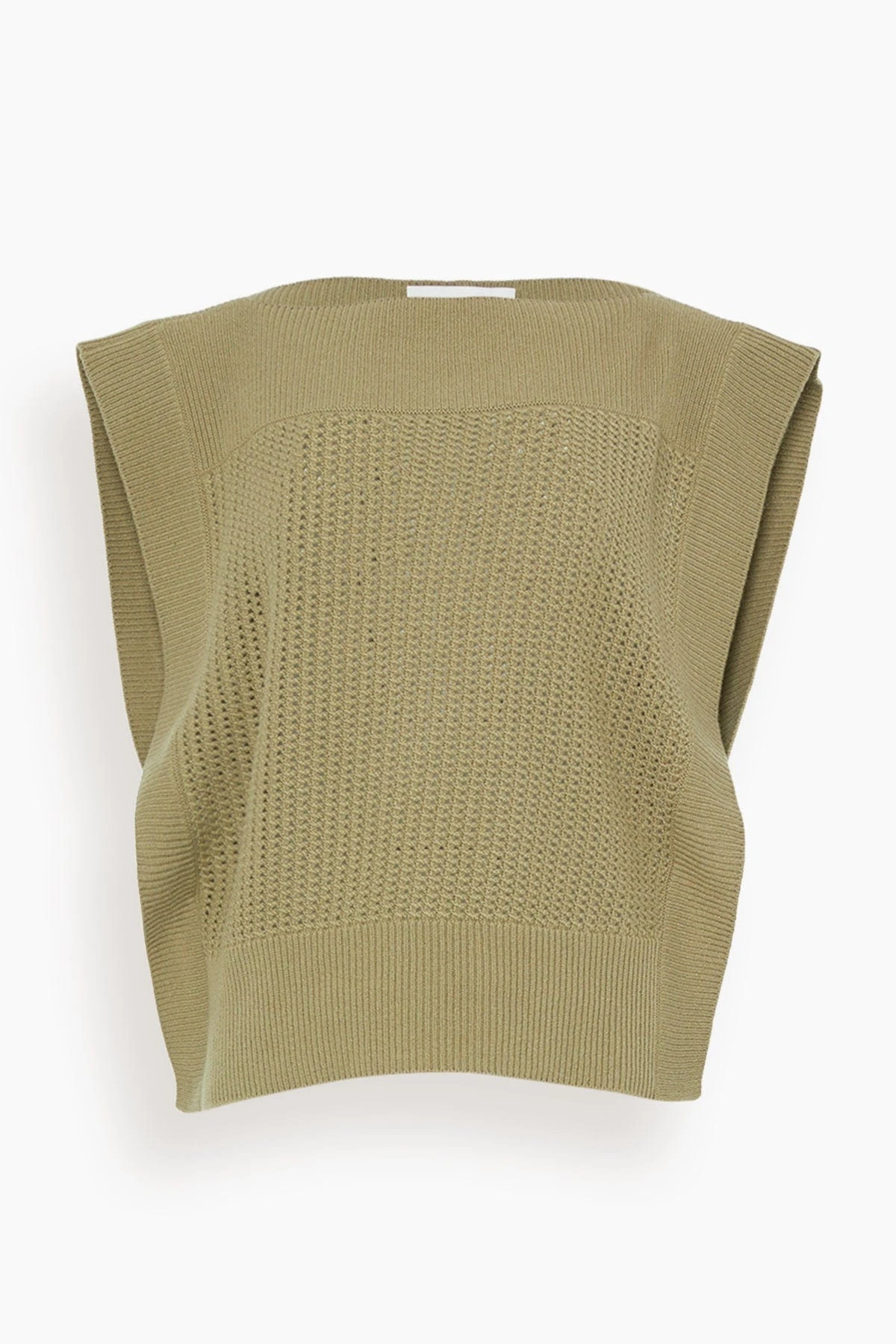 Top Sleeveless Round Neck Knit Sweater In Oliva 3 Top Sleeveless Round Neck Knit Sweater In Oliva