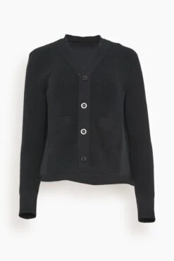 Sacai Suiting Bonding X Cotton Cashmere Knit Cardigan In Black