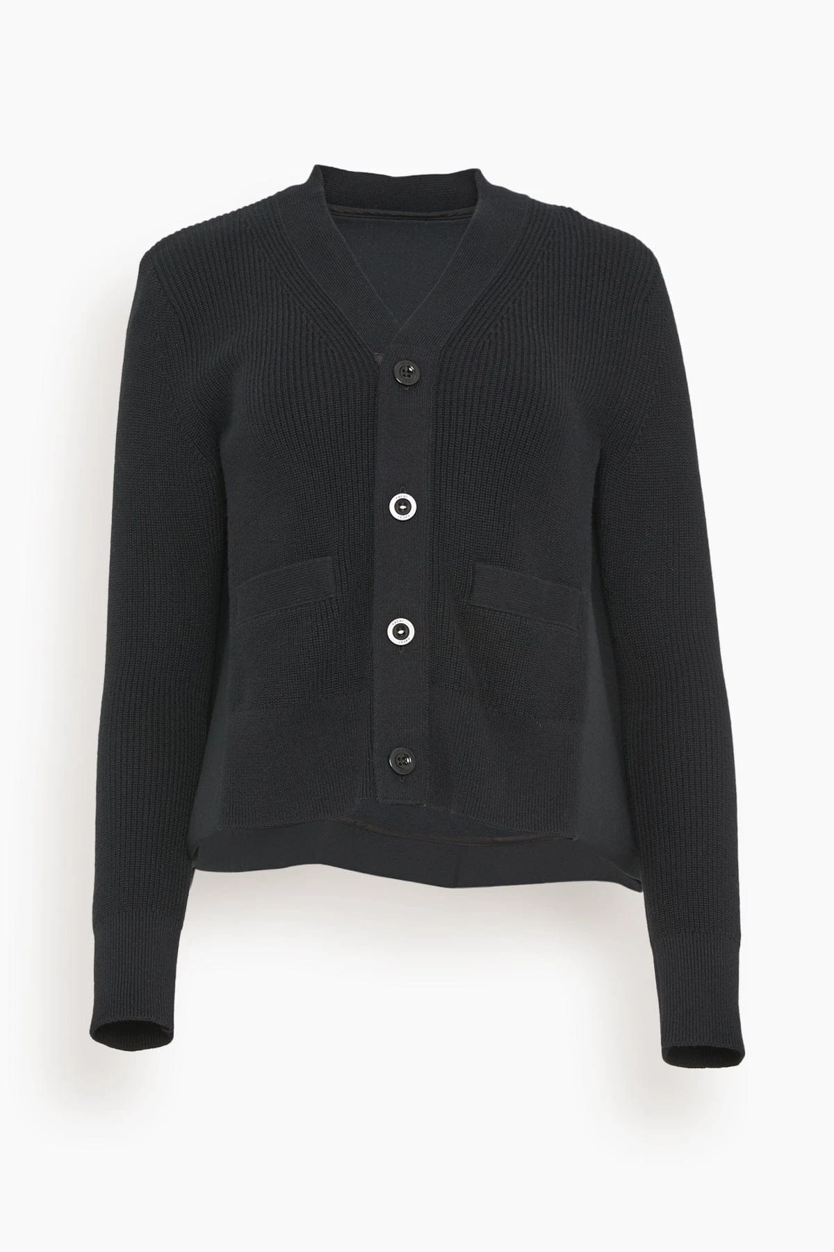 Sacai Suiting Bonding X Cotton Cashmere Knit Cardigan In Black 3 Sacai Suiting Bonding X Cotton Cashmere Knit Cardigan In Black
