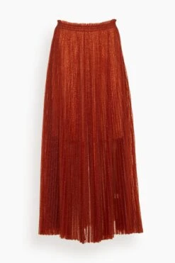 FORTE_FORTE Glitter Jacquard Tulle Skirt In Rust