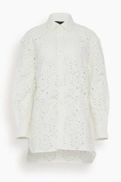 NILI LOTAN Mael Embroidered Poplin Shirt In Ivory Paisley