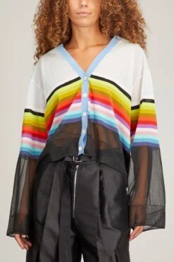 Two In One Sheer Cardigan In Rainbow Multi -ULLA JOHNSON Shop 293513 2