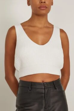 Ribbed Cotton Cropped Sweater In Off White 8 Ribbed Cotton Cropped Sweater In Off White -ULLA JOHNSON Shop 294448 2