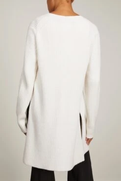 Ribbed Cotton Button Sweater In Off White 9 Ribbed Cotton Button Sweater In Off White -ULLA JOHNSON Shop 294450 3