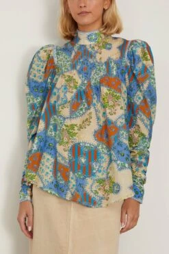 Skye Patchwork Blouse In Cornflower -ULLA JOHNSON Shop 297727 2
