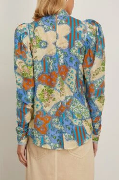Skye Patchwork Blouse In Cornflower -ULLA JOHNSON Shop 297727 3
