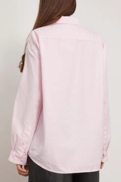 R13 Long Sleeve Seamless Button-Up Shirt In Light Pink -ULLA JOHNSON Shop 299387 3