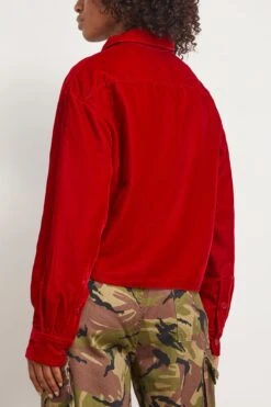 R13 Shrunken CPO Jacket In Red Velvet -ULLA JOHNSON Shop 299421 3