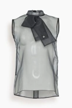 Sacai Silk Organdy Pullover In Black