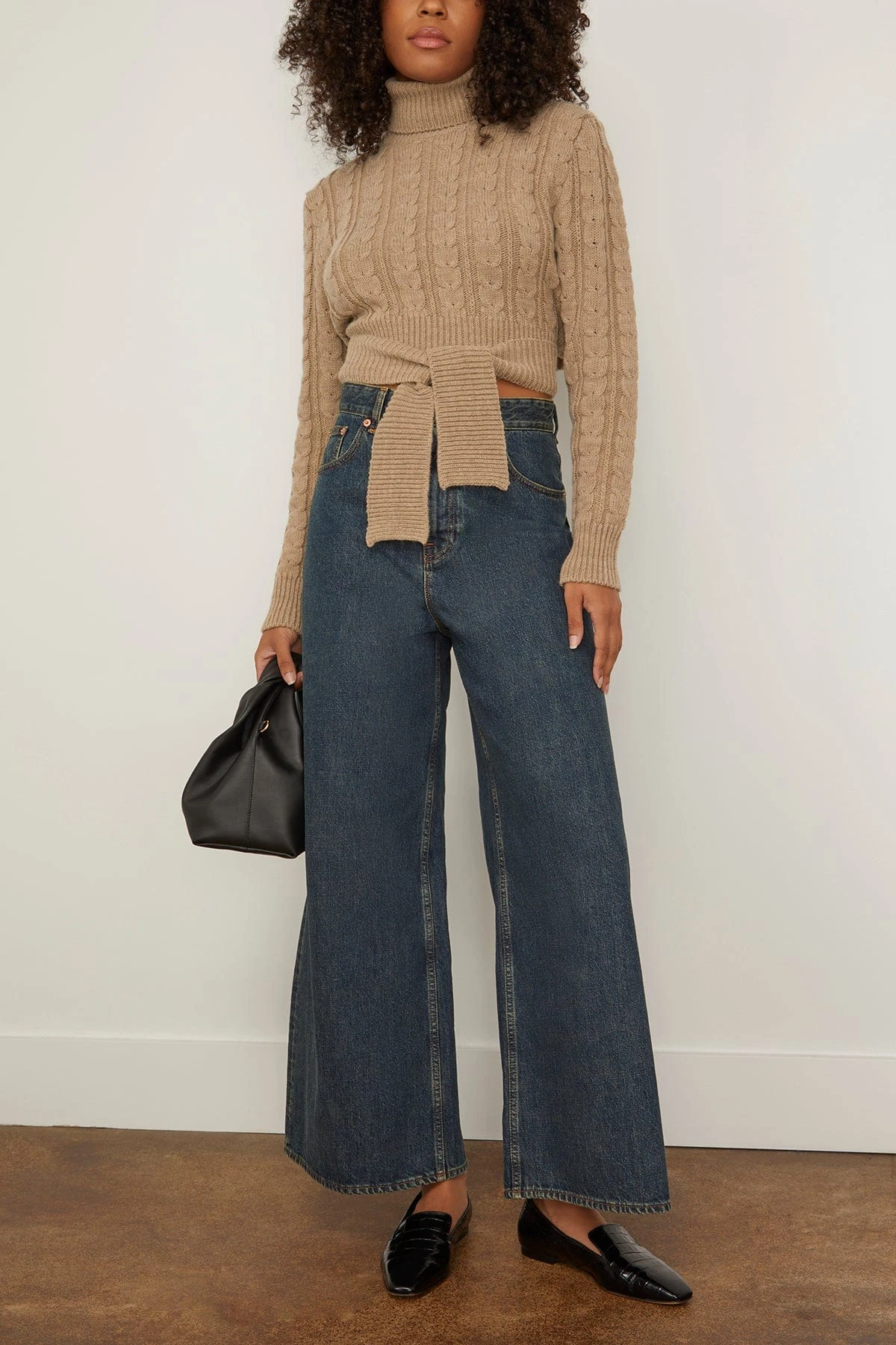 MM6 Maison Margiela Cable Knit Cropped Sweater In Beige 4 MM6 Maison Margiela Cable Knit Cropped Sweater In Beige - Image 2