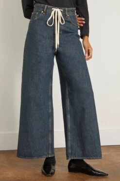 MM6 Maison Margiela Wide Leg Jean With Drawstring In Denim -ULLA JOHNSON Shop 307526 2