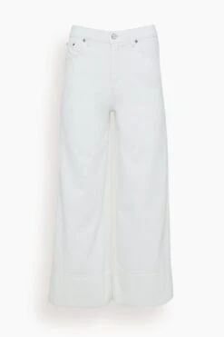 Ganni White Denim Cropped Jean In Bright White