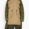 Sacai Cotton Gabardine X Quilted Coat In Beige/Khaki -ULLA JOHNSON Shop 37fea26c85f9b20b7bfe80f43f823d2a