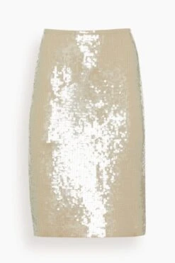 NILI LOTAN Bonne Sequin Skirt In Khaki