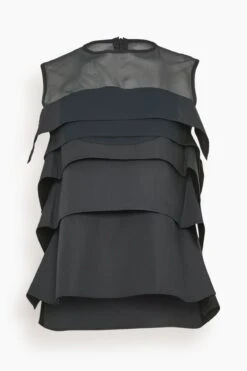 Sacai Chiffon Mix Cotton Poplin Pullover In Black