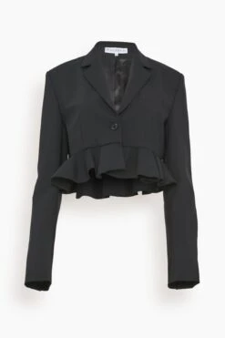JW Anderson Cropped Ruffled Hem Jacket In Black