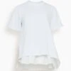Sacai Cotton Poplin Mix Cotton Jersey T-Shirt In White 1 Sacai Cotton Poplin Mix Cotton Jersey T-Shirt In White -ULLA JOHNSON Shop 472077cfbfbef542c04fa253933fff93