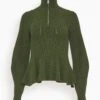 Susanna Long Sleeve Polo In Moss -ULLA JOHNSON Shop 51af53ed958c3f1dc085b5da385a30f6