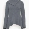 Keyara Foldover Collared Sweater In Charcoal Melange 2 Keyara Foldover Collared Sweater In Charcoal Melange -ULLA JOHNSON Shop 528d6fc322a821c8a7e09fc512e6da8c