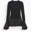 JW Anderson Contrast Woven Hem Top In Black