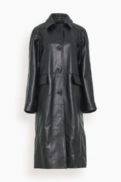Toteme Raglan-Sleeve Leather Coat In Black