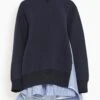 Sacai Sponge Sweat Pullover In Navy -ULLA JOHNSON Shop 5e4caecaee172bb49c99ffb990121770