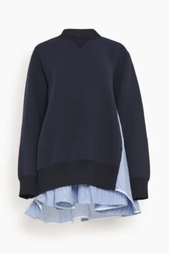 Sacai Sponge Sweat Pullover In Navy