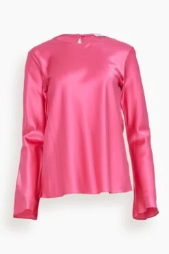 Long Sleeve Silk Blouse In Pink Pepper