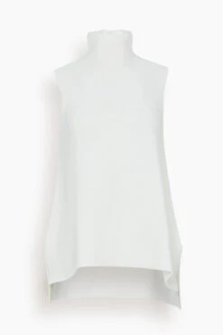 Sleeveless Top With Turtleneck In White