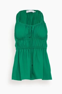 Drapey Suiting Ruched Top In Green