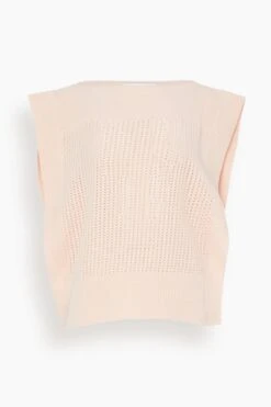 Top Sleeveless Round Neck Knit Sweater In Rosa