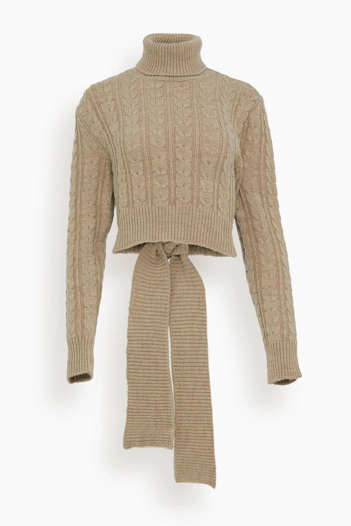 MM6 Maison Margiela Cable Knit Cropped Sweater In Beige 3 MM6 Maison Margiela Cable Knit Cropped Sweater In Beige