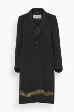 Dries Van Noten Richy Embroidery Coat In Black