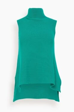 Sleeveless Top With Turtleneck In Emerald
