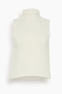Marceline Sleeveless Cashmere Turtleneck In Gardenia