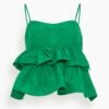 ULLA JOHNSON Amrita Top In Emerald