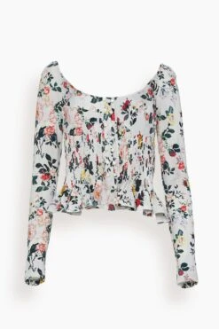 Paco Rabanne Long Sleeve Short Top In Ivory Rose Garden