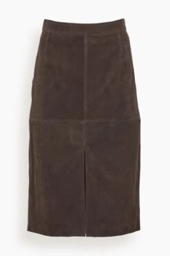 Toteme Paneled Suede Skirt In Chocolate