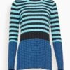 Slinky Stripe Long Sleeve Sweater In Aqua/Black/Oxford Blue -ULLA JOHNSON Shop 997135ff136fce06771246a8282c426b