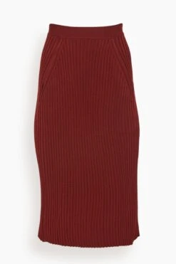 Knit Pleat Stitch Skirt In Mahogany