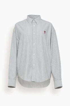 Boxy Fit Striped Shirt In Black/Natural