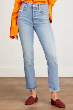 AGOLDE Riley Long Jean In Cove -ULLA JOHNSON Shop Agolde RileyLonginCove 2