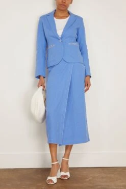 Hand Embroidered Jacket In Blue Azur -ULLA JOHNSON Shop HandEmbroideredJacketinBlueAzur 1